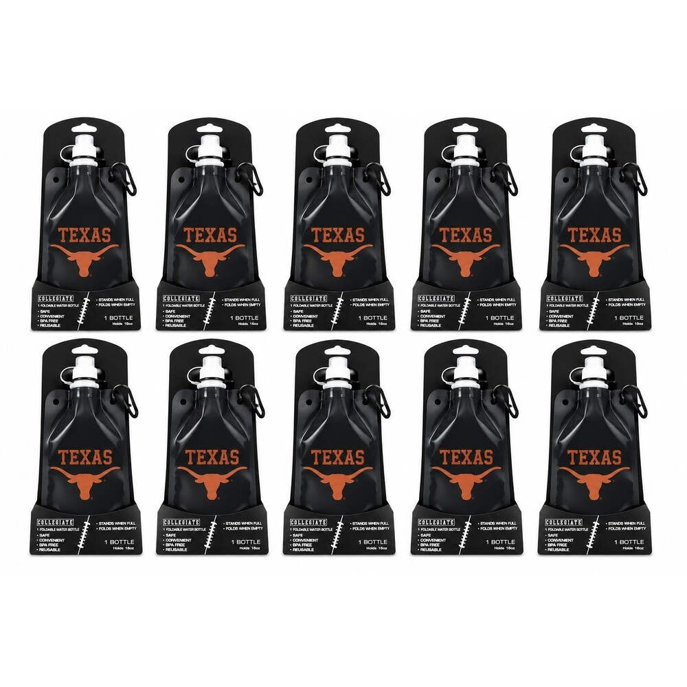 Set of 10 NCAA Texas Longhorns 16 oz Foldable Water Bottle Flask Gameday SEC